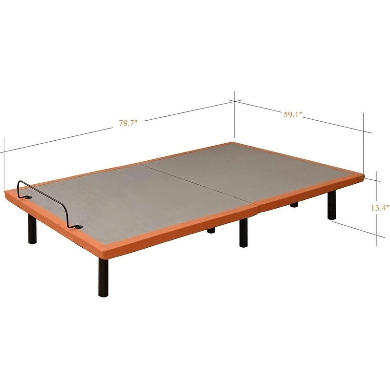 Cadre de lit métallique noir réglable avec massage, télécommande sans fil et lumière sous le lit – Twin XL / Queen / King / Split King