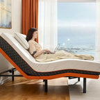 Cadre de lit métallique noir réglable avec massage, télécommande sans fil et lumière sous le lit – Twin XL / Queen / King / Split King