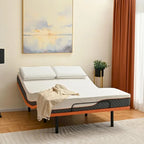 Cadre de lit métallique noir réglable avec massage, télécommande sans fil et lumière sous le lit – Twin XL / Queen / King / Split King