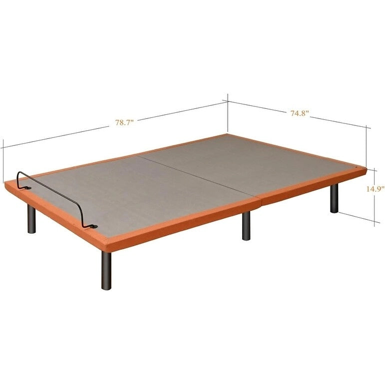 Cadre de lit métallique noir réglable avec massage, télécommande sans fil et lumière sous le lit – Twin XL / Queen / King / Split King