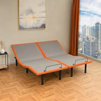 Cadre de lit métallique noir réglable avec massage, télécommande sans fil et lumière sous le lit – Twin XL / Queen / King / Split King