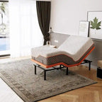 Cadre de lit métallique noir réglable avec massage, télécommande sans fil et lumière sous le lit – Twin XL / Queen / King / Split King