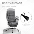 Fauteuil de bureau de direction haut dossier en lin gris galet avec repose-pieds, accoudoirs rembourrés et dossier inclinable – Unité