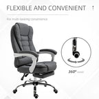 Fauteuil de bureau de direction haut dossier en lin gris galet avec repose-pieds, accoudoirs rembourrés et dossier inclinable – Unité