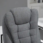 Fauteuil de bureau de direction haut dossier en lin gris galet avec repose-pieds, accoudoirs rembourrés et dossier inclinable – Unité