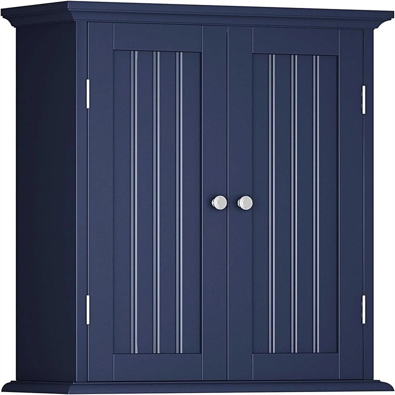Meuble de salle de bain mural avec 2 étagères réglables, Crème / Jaune / Expresso / Rustique / Bleu / Blanc / Gris / Noir