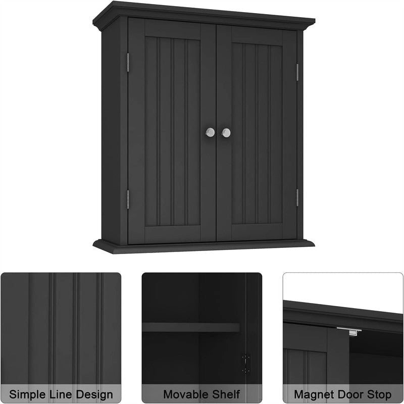 Meuble de salle de bain mural avec 2 étagères réglables, Crème / Jaune / Expresso / Rustique / Bleu / Blanc / Gris / Noir