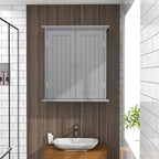 Meuble de salle de bain mural avec 2 étagères réglables, Crème / Jaune / Expresso / Rustique / Bleu / Blanc / Gris / Noir