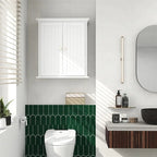 Meuble de salle de bain mural avec 2 étagères réglables, Crème / Jaune / Expresso / Rustique / Bleu / Blanc / Gris / Noir