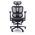 Chaise de bureau ergonomique noire en maille intégrale avec accoudoirs 4D, repose-pieds, appui-tête et inclinaison à 135° – Individuel