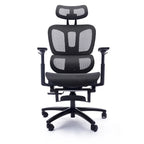 Chaise de bureau ergonomique noire en maille intégrale avec accoudoirs 4D, repose-pieds, appui-tête et inclinaison à 135° – Individuel