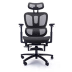 Chaise de bureau ergonomique noire en maille intégrale avec accoudoirs 4D, repose-pieds, appui-tête et inclinaison à 135° – Individuel