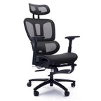 Chaise de bureau ergonomique noire en maille intégrale avec accoudoirs 4D, repose-pieds, appui-tête et inclinaison à 135° – Individuel
