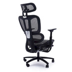 Chaise de bureau ergonomique noire en maille intégrale avec accoudoirs 4D, repose-pieds, appui-tête et inclinaison à 135° – Individuel