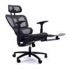 Chaise de bureau ergonomique noire en maille intégrale avec accoudoirs 4D, repose-pieds, appui-tête et inclinaison à 135° – Individuel