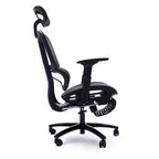 Chaise de bureau ergonomique noire en maille intégrale avec accoudoirs 4D, repose-pieds, appui-tête et inclinaison à 135° – Individuel