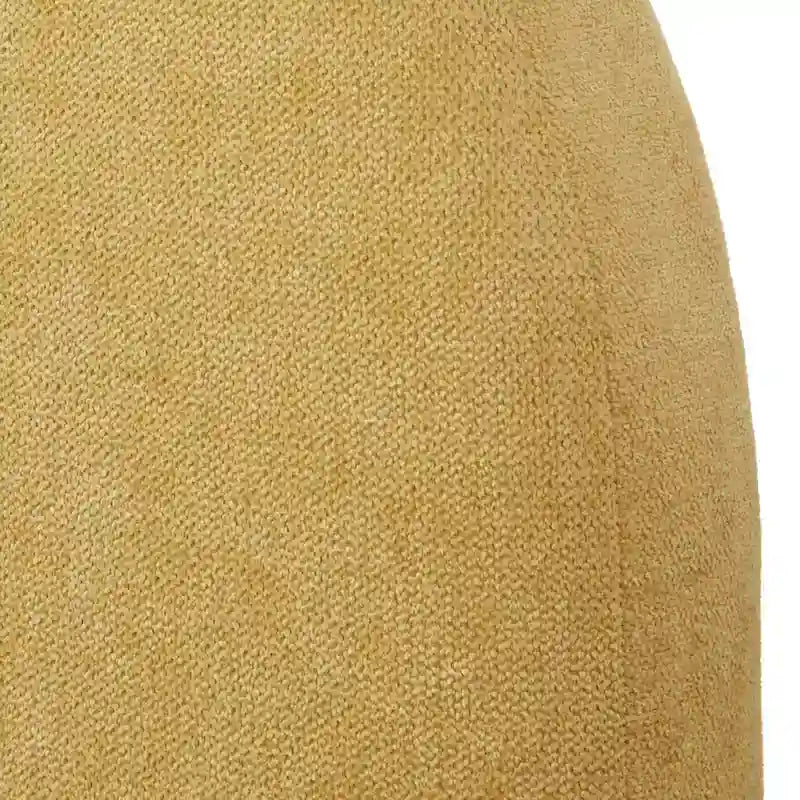Lit plate-forme queen size avec tête de lit ronde, tapissé en gris argenté / jaune pâle / vert jonc de mer / lin blanc – Simple