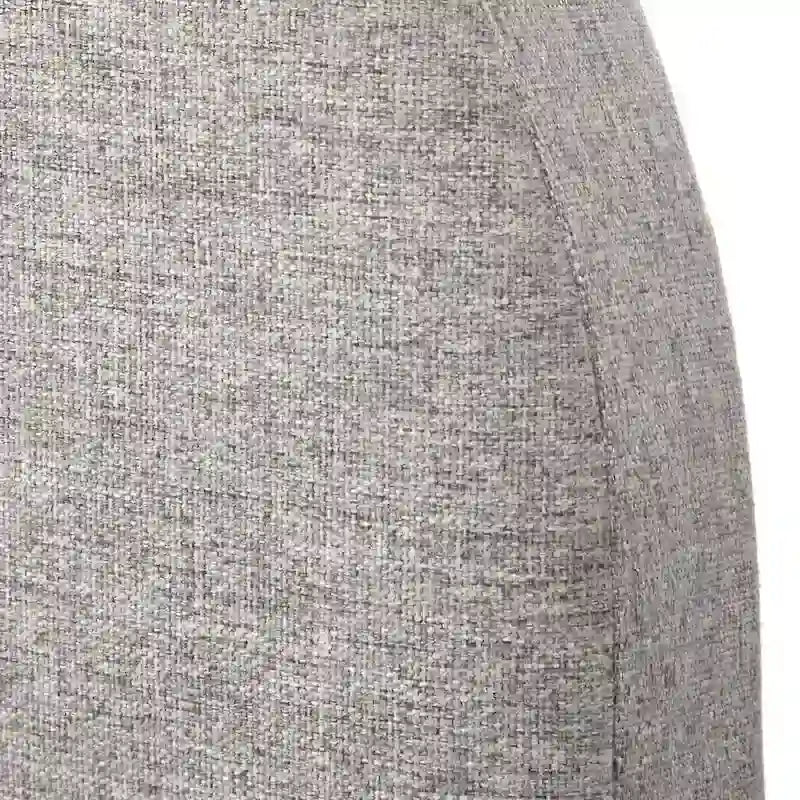 Lit plate-forme queen size avec tête de lit ronde, tapissé en gris argenté / jaune pâle / vert jonc de mer / lin blanc – Simple