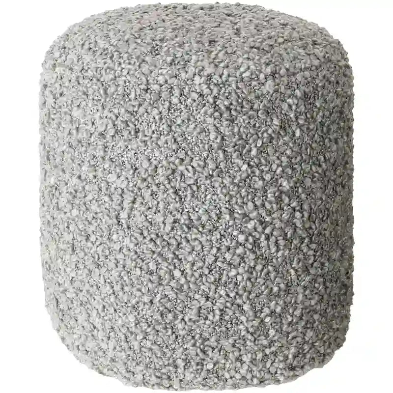 Pouf bouclé shaggy « Butter / Grey / Ivory / Rich Brown » avec housse amovible – Simple