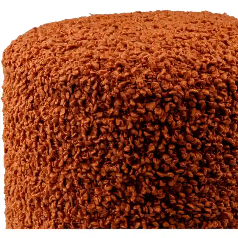 Pouf bouclé shaggy « Butter / Grey / Ivory / Rich Brown » avec housse amovible – Simple