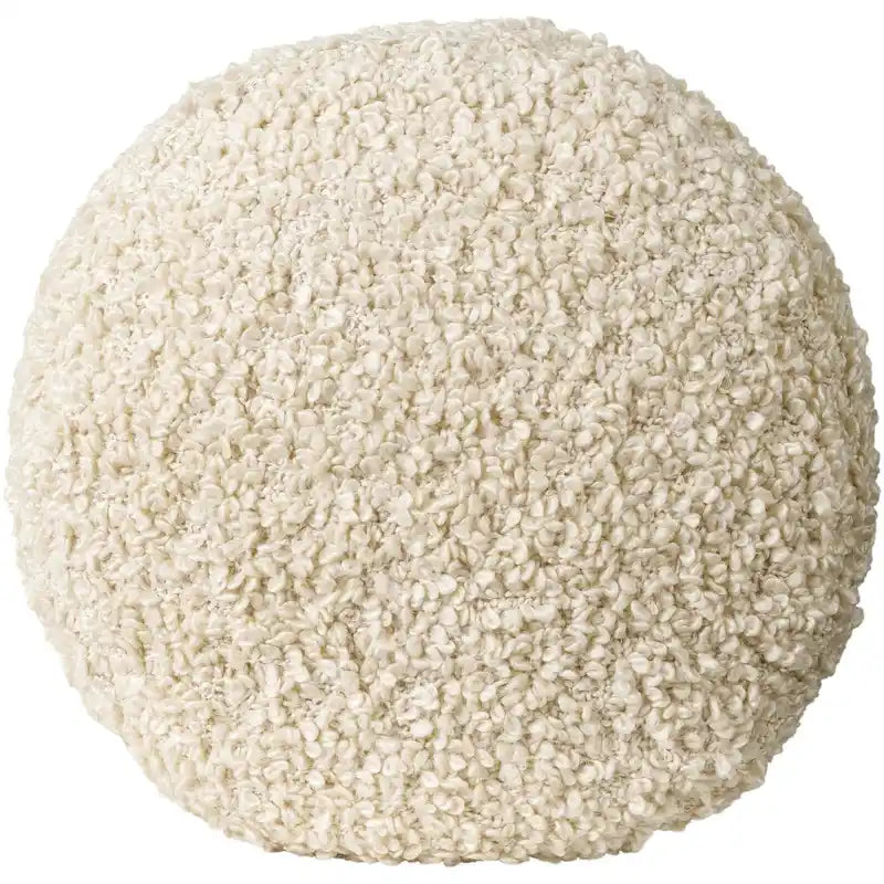 Pouf bouclé shaggy « Butter / Grey / Ivory / Rich Brown » avec housse amovible – Simple