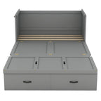 Lit escamotable gris grand format avec ports USB et grand tiroir – Simple