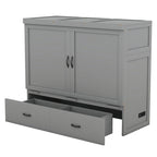 Lit escamotable gris grand format avec ports USB et grand tiroir – Simple