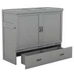 Lit escamotable gris grand format avec ports USB et grand tiroir – Simple