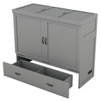 Lit escamotable gris grand format avec ports USB et grand tiroir – Simple