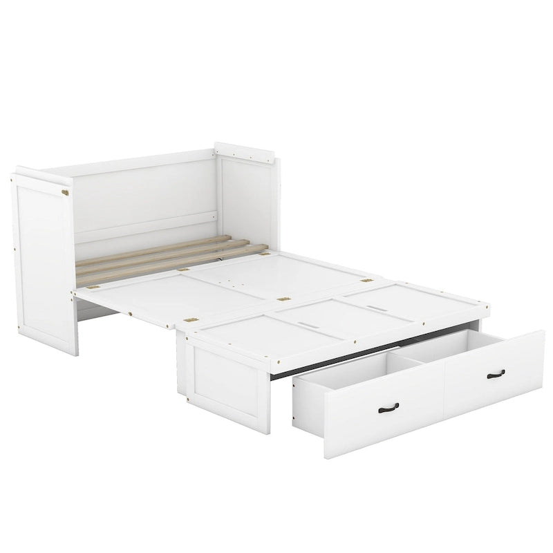 Lit escamotable gris grand format avec ports USB et grand tiroir – Simple