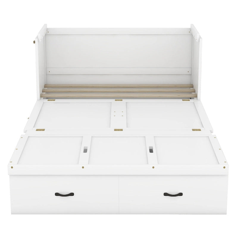 Lit escamotable gris grand format avec ports USB et grand tiroir – Simple