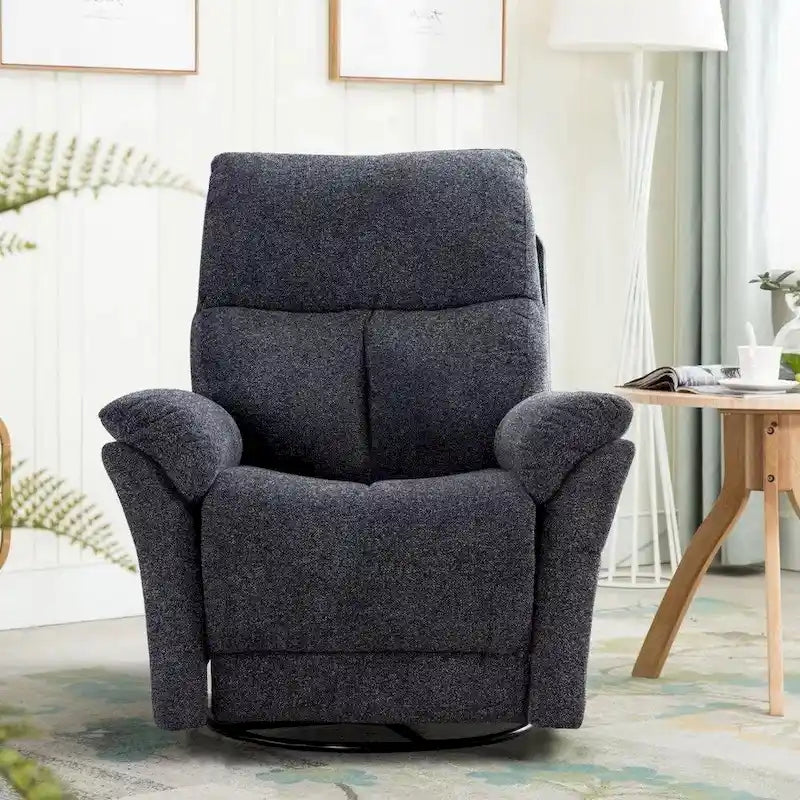 Fauteuil inclinable manuel pivotant et basculant en tissu gris argenté / gris fumé / gris foncé avec repose-pieds – Individuel