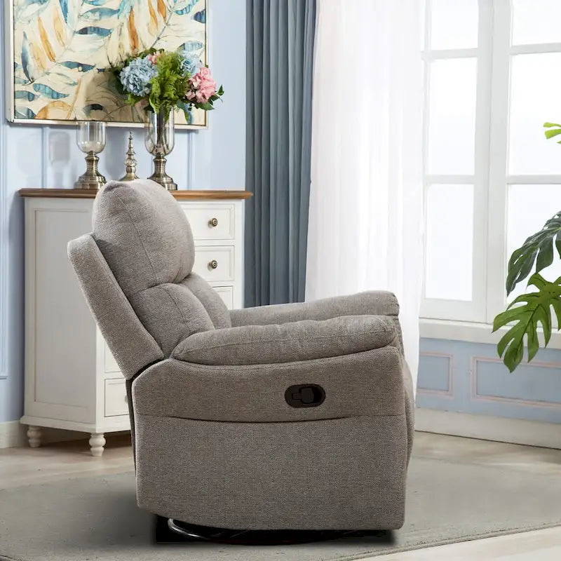 Fauteuil inclinable manuel pivotant et basculant en tissu gris argenté / gris fumé / gris foncé avec repose-pieds – Individuel