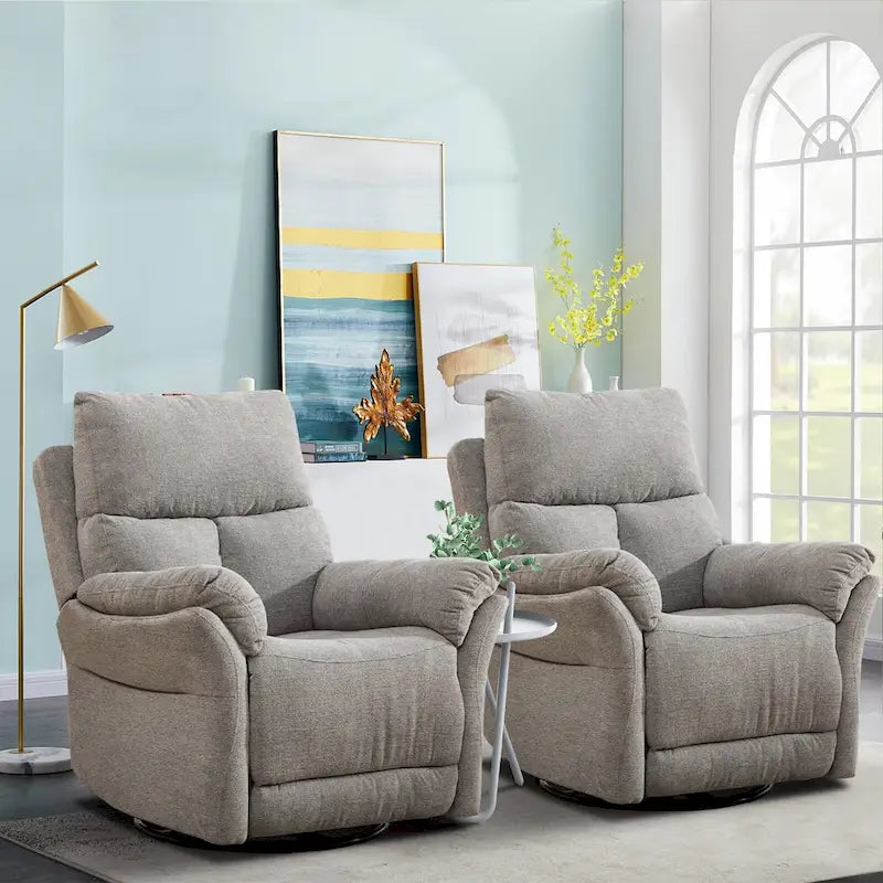 Fauteuil inclinable manuel pivotant et basculant en tissu gris argenté / gris fumé / gris foncé avec repose-pieds – Individuel