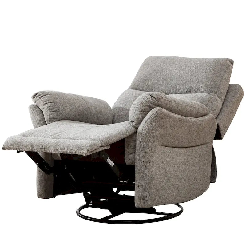 Fauteuil inclinable manuel pivotant et basculant en tissu gris argenté / gris fumé / gris foncé avec repose-pieds – Individuel
