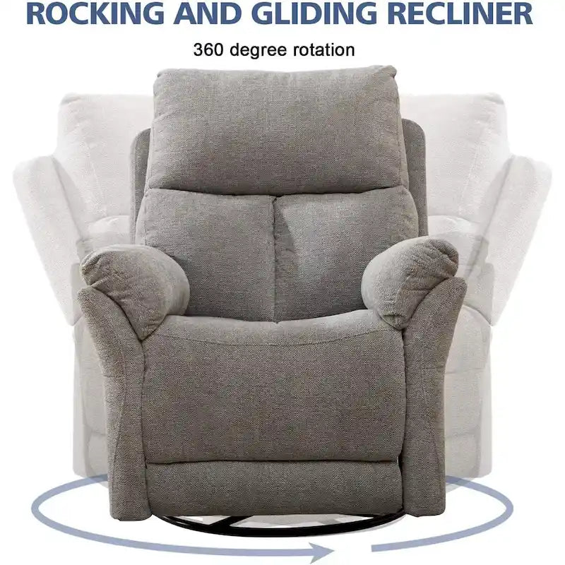 Fauteuil inclinable manuel pivotant et basculant en tissu gris argenté / gris fumé / gris foncé avec repose-pieds – Individuel