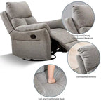 Fauteuil inclinable manuel pivotant et basculant en tissu gris argenté / gris fumé / gris foncé avec repose-pieds – Individuel