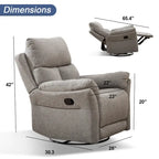 Fauteuil inclinable manuel pivotant et basculant en tissu gris argenté / gris fumé / gris foncé avec repose-pieds – Individuel