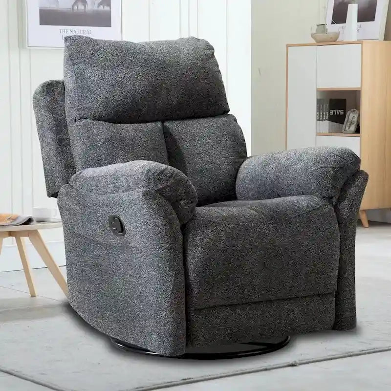 Fauteuil inclinable manuel pivotant et basculant en tissu gris argenté / gris fumé / gris foncé avec repose-pieds – Individuel