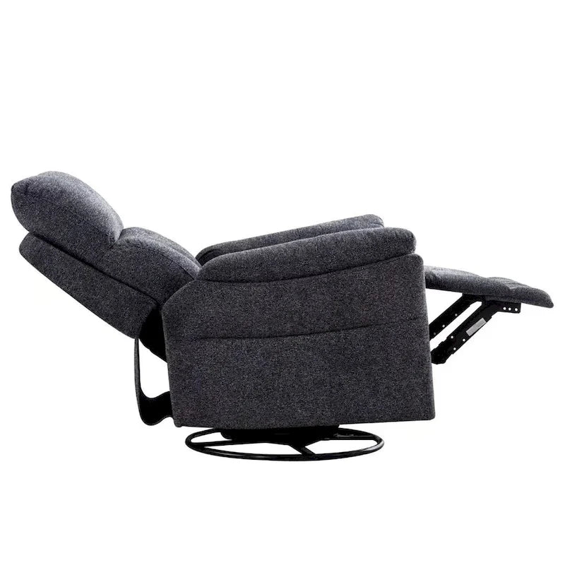 Fauteuil inclinable manuel pivotant et basculant en tissu gris argenté / gris fumé / gris foncé avec repose-pieds – Individuel