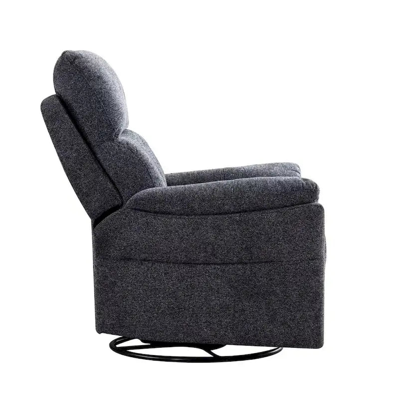 Fauteuil inclinable manuel pivotant et basculant en tissu gris argenté / gris fumé / gris foncé avec repose-pieds – Individuel