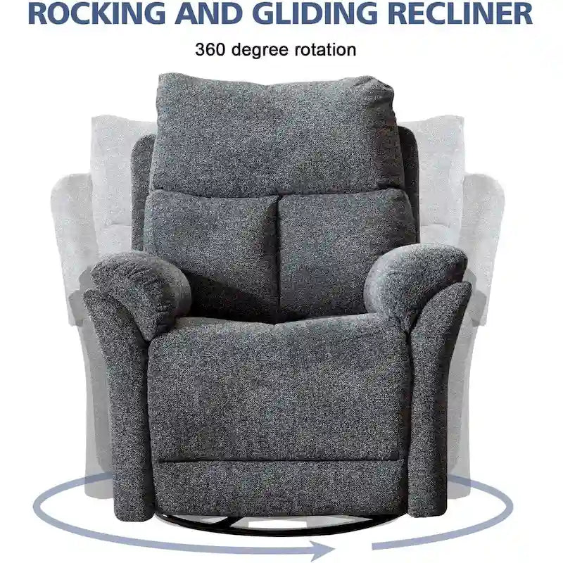 Fauteuil inclinable manuel pivotant et basculant en tissu gris argenté / gris fumé / gris foncé avec repose-pieds – Individuel