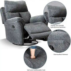 Fauteuil inclinable manuel pivotant et basculant en tissu gris argenté / gris fumé / gris foncé avec repose-pieds – Individuel
