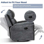 Fauteuil inclinable manuel pivotant et basculant en tissu gris argenté / gris fumé / gris foncé avec repose-pieds – Individuel