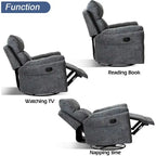 Fauteuil inclinable manuel pivotant et basculant en tissu gris argenté / gris fumé / gris foncé avec repose-pieds – Individuel