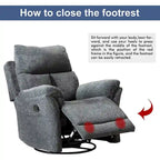 Fauteuil inclinable manuel pivotant et basculant en tissu gris argenté / gris fumé / gris foncé avec repose-pieds – Individuel
