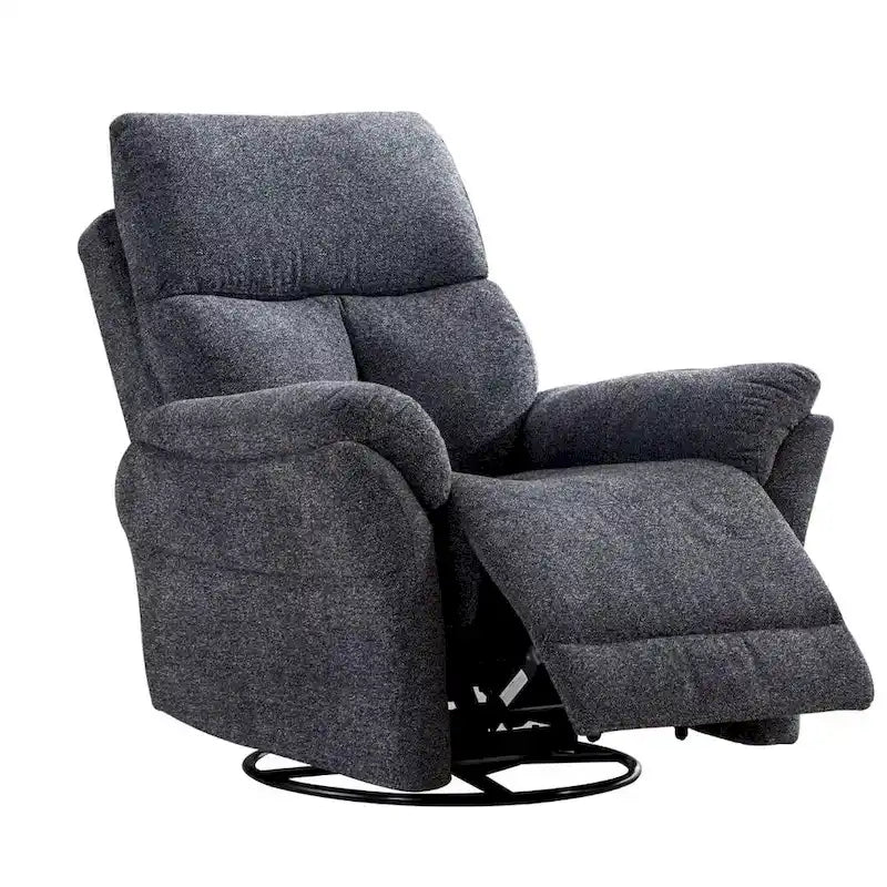 Fauteuil inclinable manuel pivotant et basculant en tissu gris argenté / gris fumé / gris foncé avec repose-pieds – Individuel