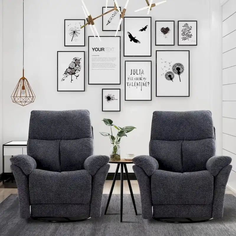 Fauteuil inclinable manuel pivotant et basculant en tissu gris argenté / gris fumé / gris foncé avec repose-pieds – Individuel