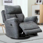 Fauteuil inclinable manuel pivotant et basculant en tissu gris argenté / gris fumé / gris foncé avec repose-pieds – Individuel