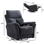 Fauteuil inclinable manuel pivotant et basculant en tissu gris argenté / gris fumé / gris foncé avec repose-pieds – Individuel